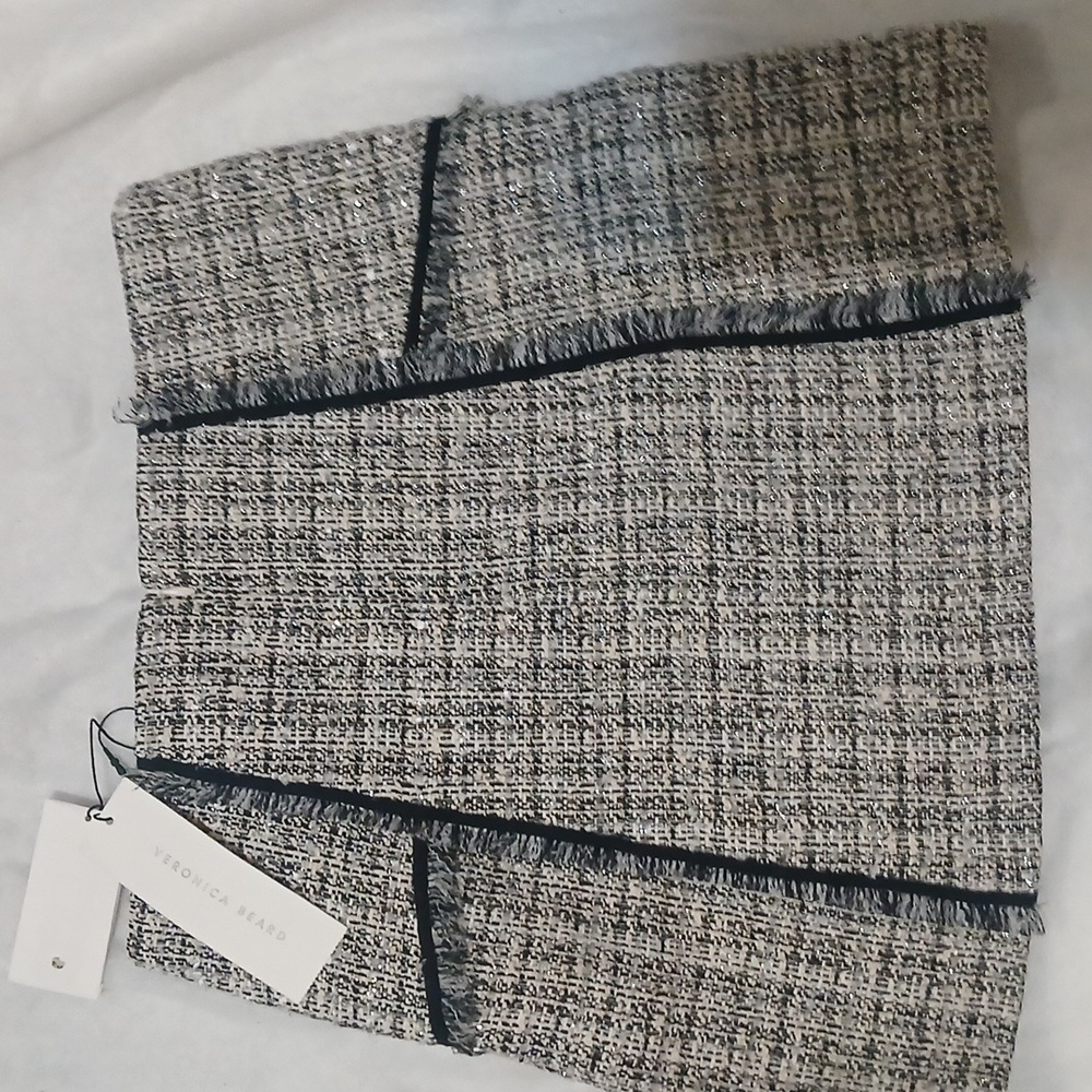 Veronica Beard Black & White Tweed Mini Skirt with Gold Buttons - Picture 3 of 3